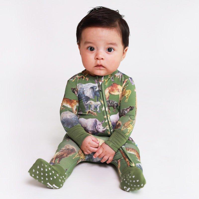 Boy's Bamboo Convertible Footie Romper - Posh Safari - Image 6