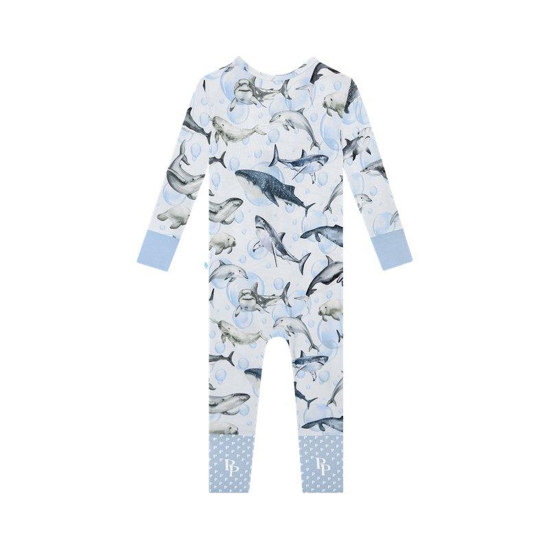 Boy's Bamboo Convertible Footie Romper - Sharkly - Image 2