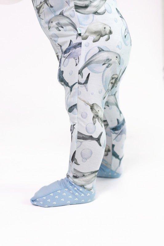Boy's Bamboo Convertible Footie Romper - Sharkly - Image 4