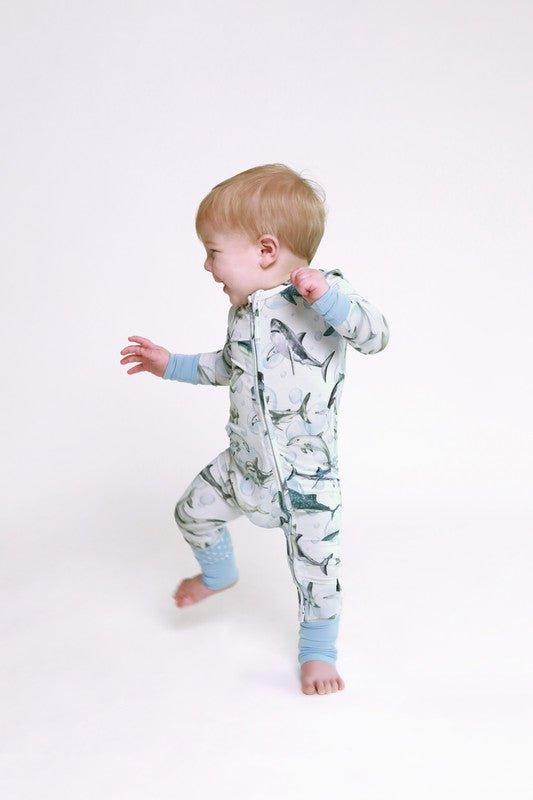 Boy's Bamboo Convertible Footie Romper - Sharkly - Image 5