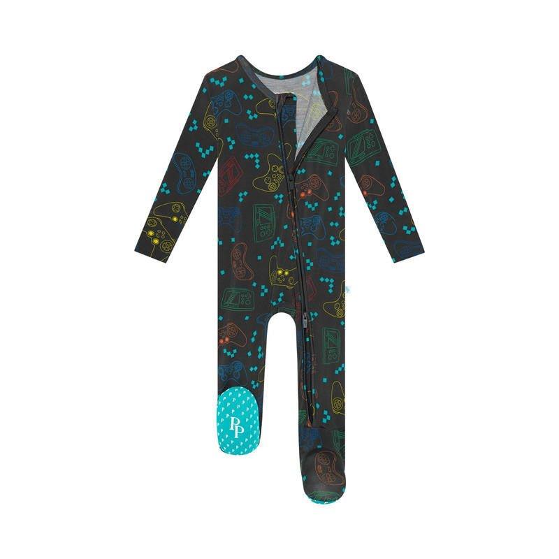 Boy's Bamboo Footie with Zipper - Posh Player One - Image 2