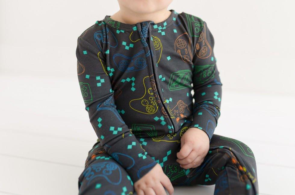 Boy's Bamboo Footie with Zipper - Posh Player One - Image 3