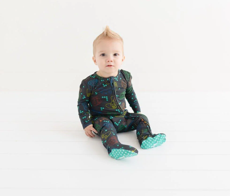 Boy's Bamboo Footie with Zipper - Posh Player One - Image 4