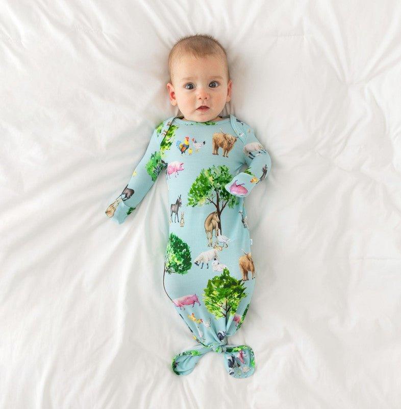 Boy's Bamboo Knotted Gown - Brayden (Farm Animals) - Image 3