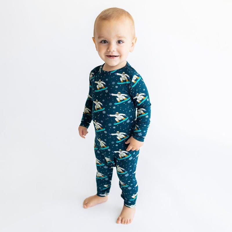 Boy's Bamboo Long Sleeve Basic Romper - Yeti (Snowboarding) - Image 2