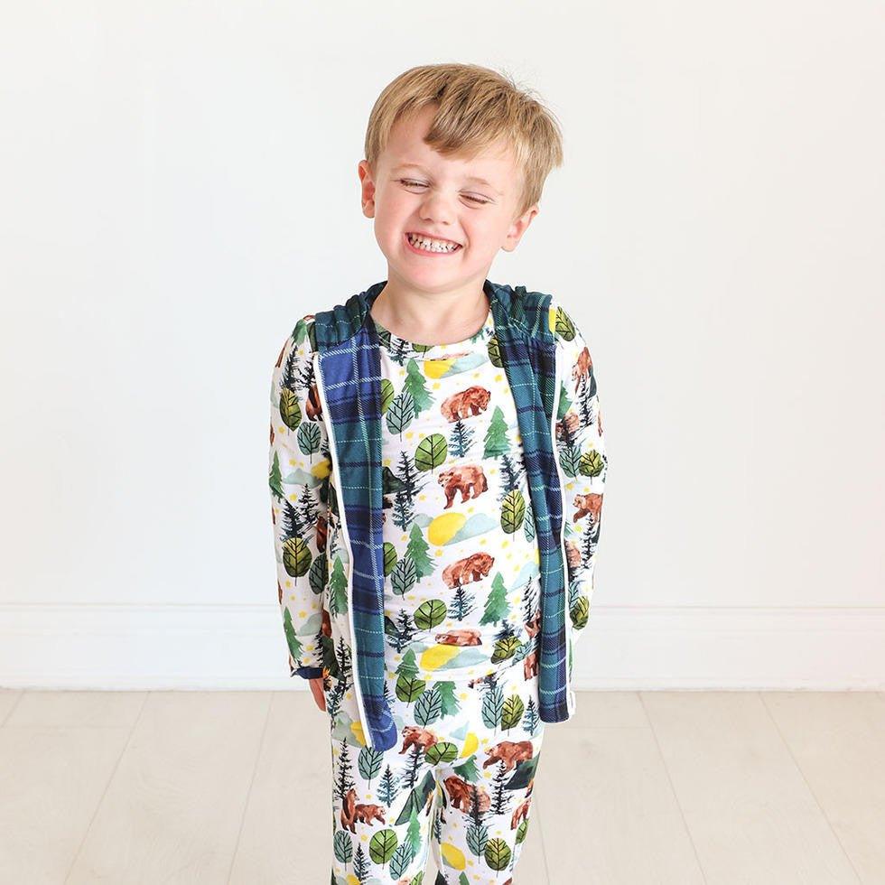 Boy's Bamboo Long Sleeve Reversible Jacket, Archer (Bears) - Image 3