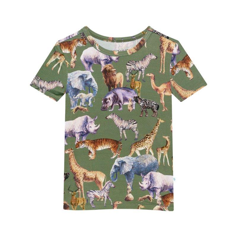 Boy's Bamboo Short Sleeve Pajama Set - Posh Safari - Image 2