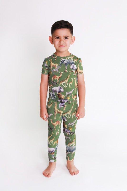Boy's Bamboo Short Sleeve Pajama Set - Posh Safari - Image 4