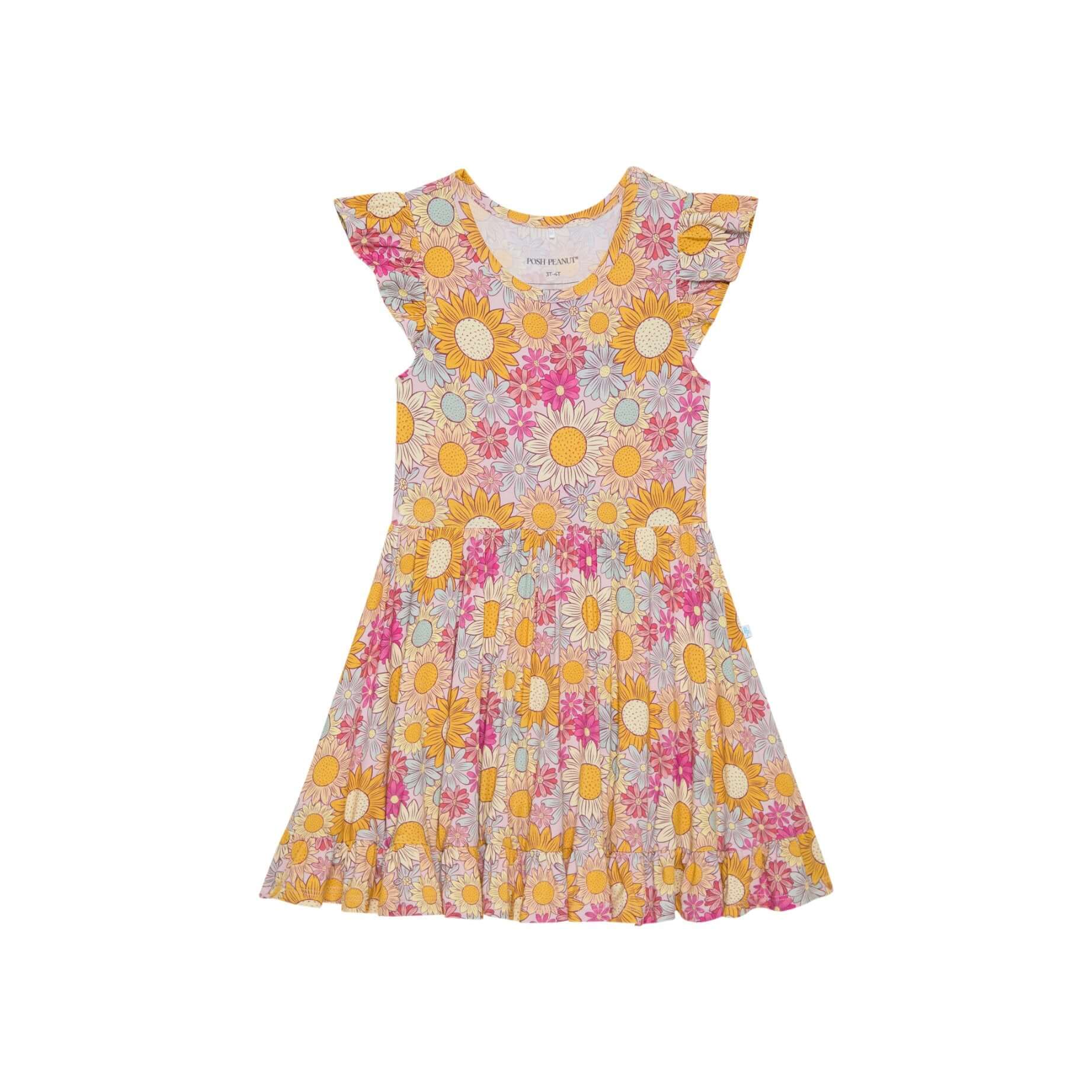 Bamboo Cap Sleeve Ruffled Twirl Dress - Rosalinda (Floral) - Image 2