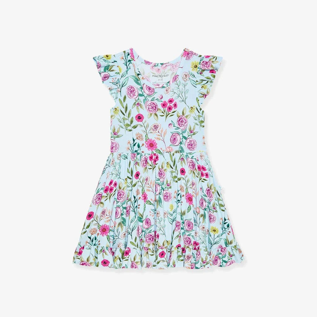 Bamboo Cap Sleeve Ruffled Twirl Dress - Tasha (Floral) - Image 2