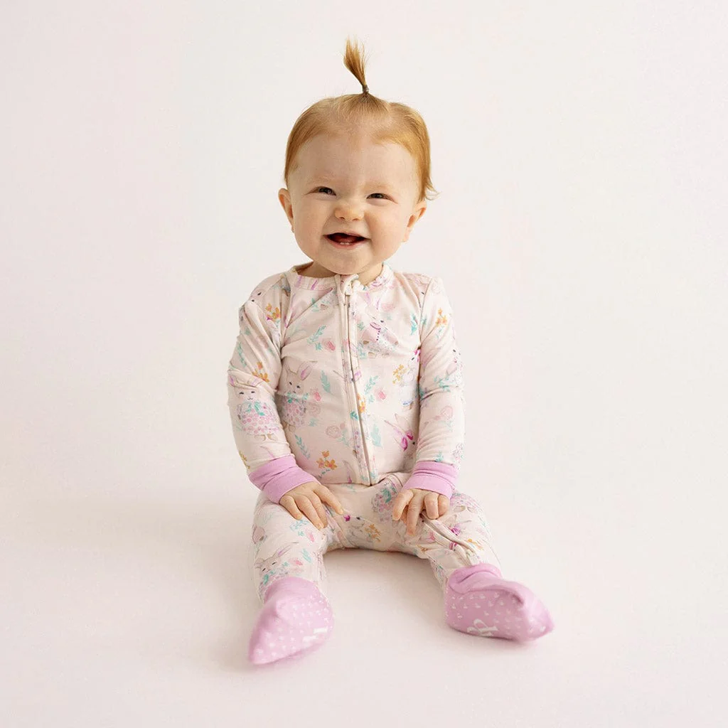 Bamboo Convertible Footie Romper - Clementine (Bunnies) - Image 3