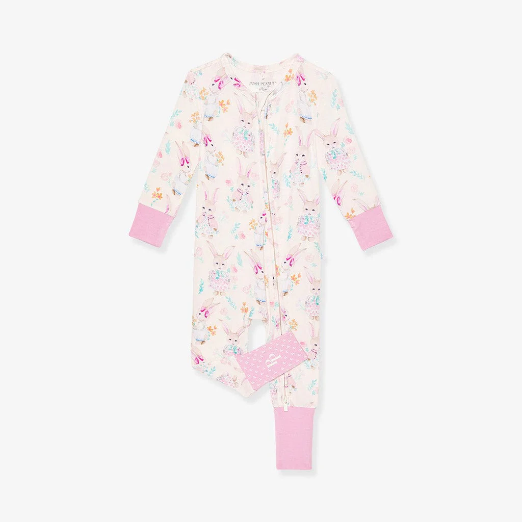 Bamboo Convertible Footie Romper - Clementine (Bunnies) - Image 4