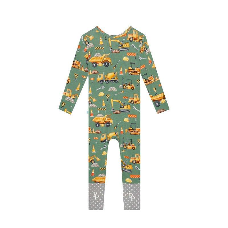Bamboo Convertible Footie Romper - Crawford (Construction Vehicles) - Image 2
