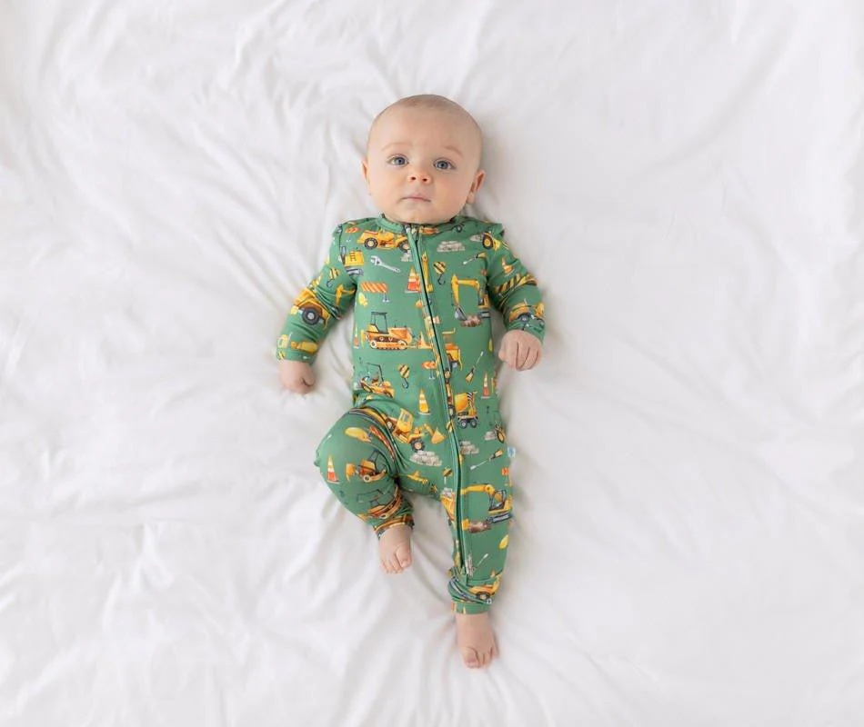 Bamboo Convertible Footie Romper - Crawford (Construction Vehicles) - Image 3