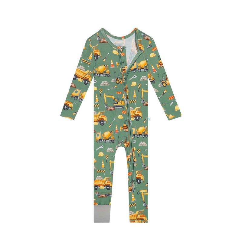 Bamboo Convertible Footie Romper - Crawford (Construction Vehicles) - Image 4