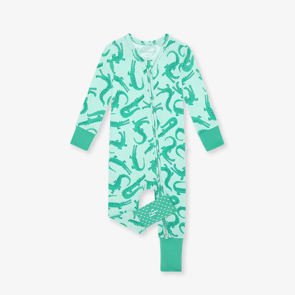 Bamboo Convertible Footie Romper - Smiles (Crocodiles) - Image 4