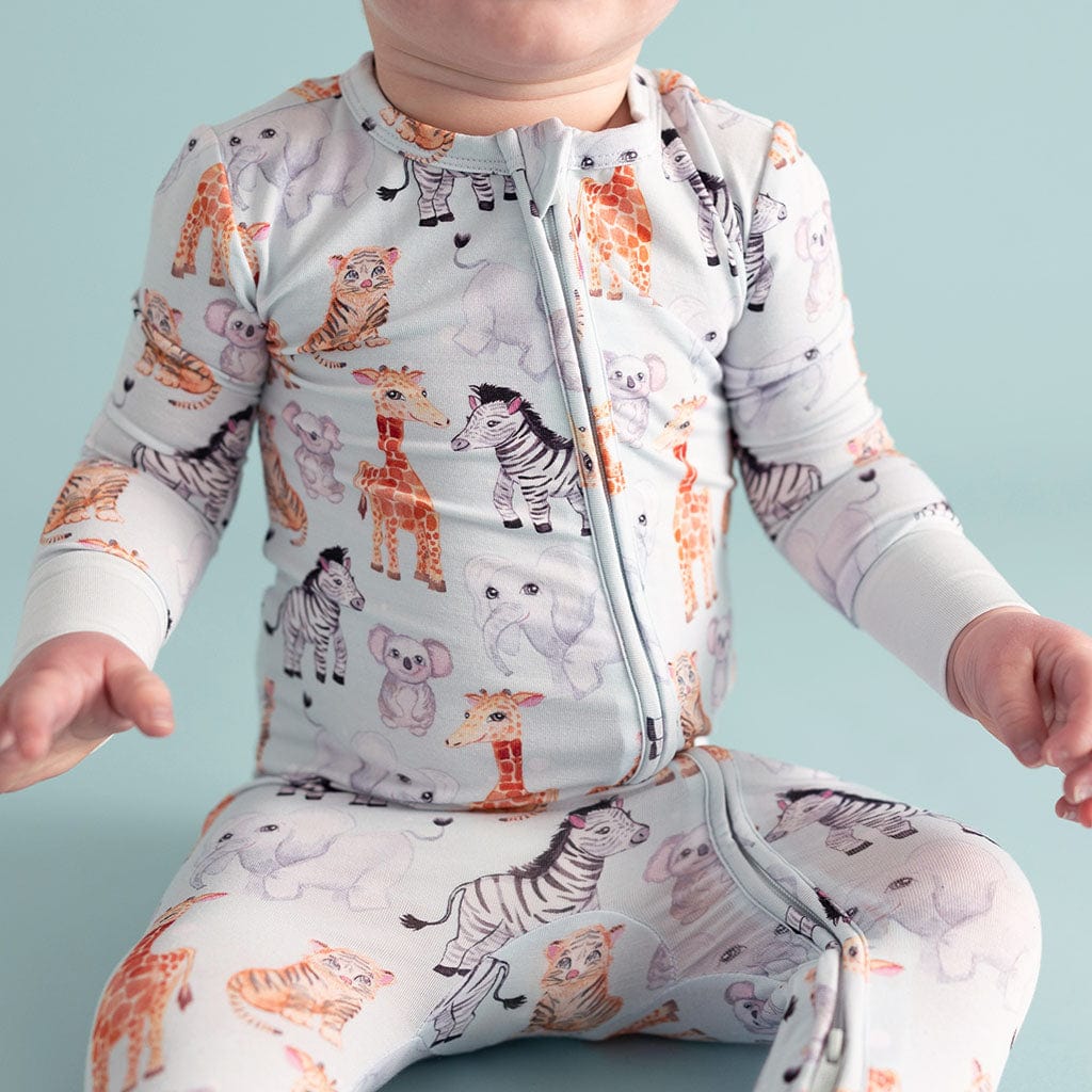 Bamboo Convertible Footie Romper - Zoo Babies (Animals) - Image 2