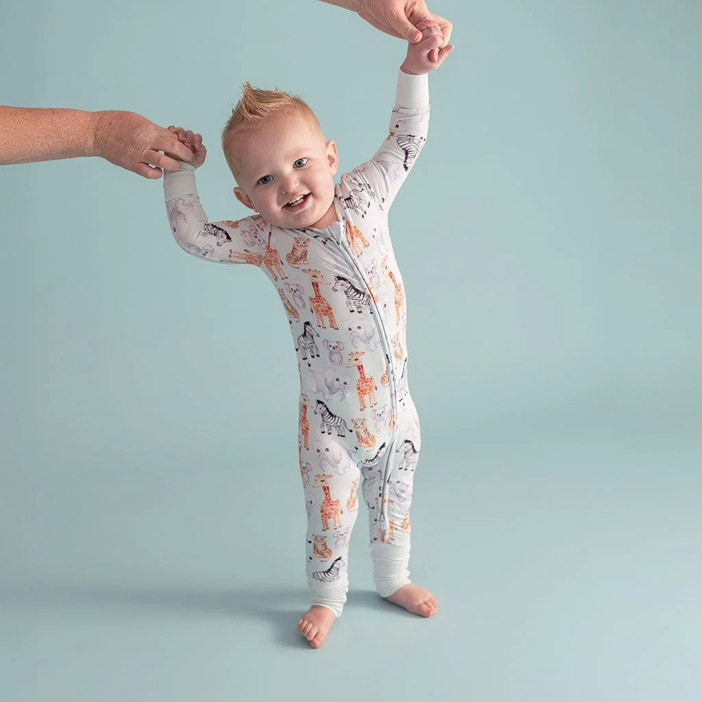 Bamboo Convertible Footie Romper - Zoo Babies (Animals) - Image 3