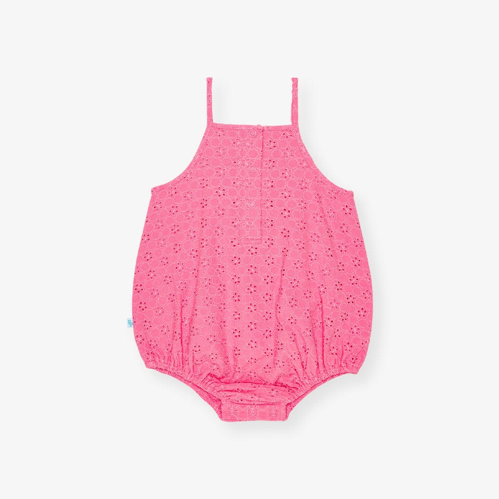 Eyelet Ruffled Bubble Romper - Aurora Pink - Image 6