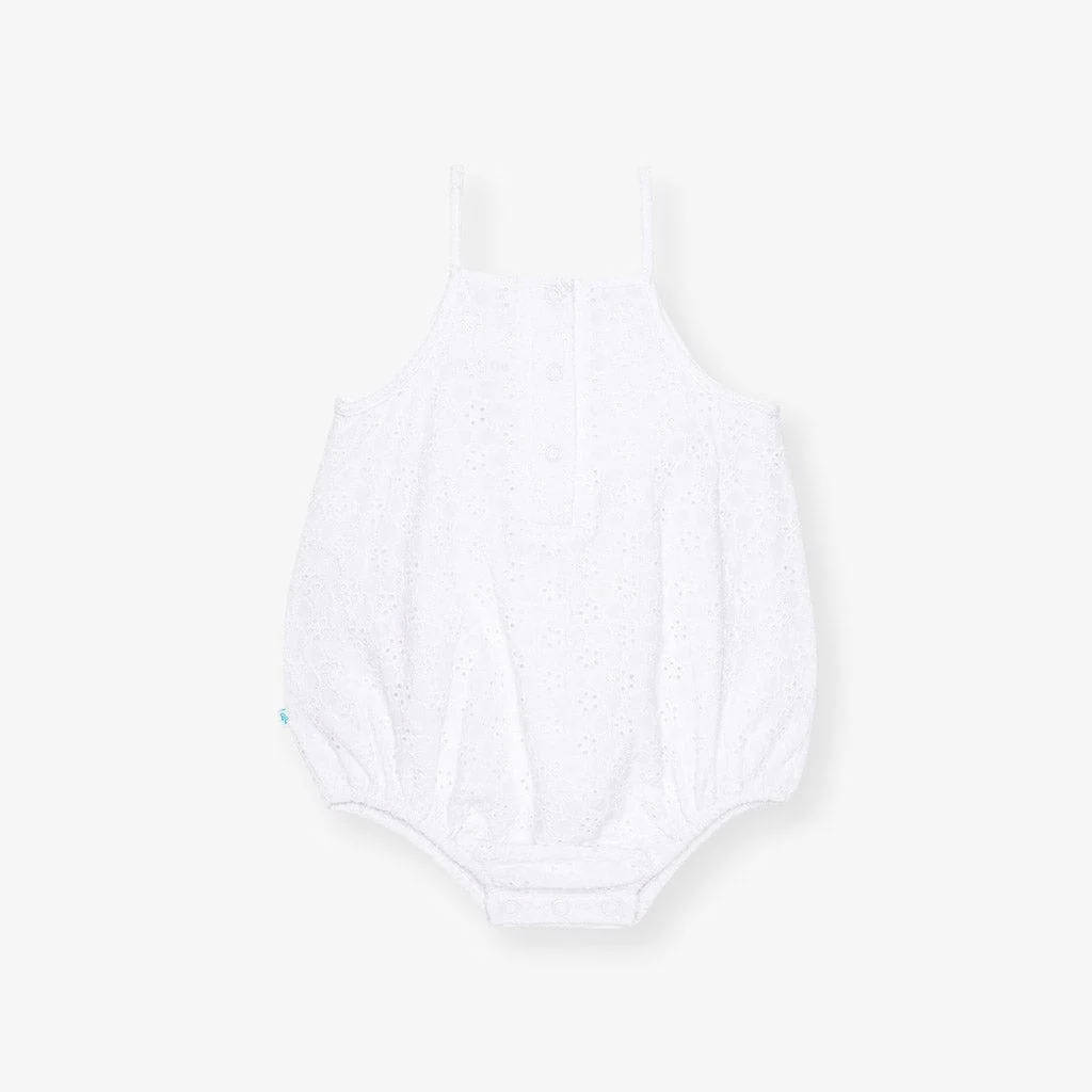 Eyelet Ruffled Bubble Romper - Optical White - Image 3