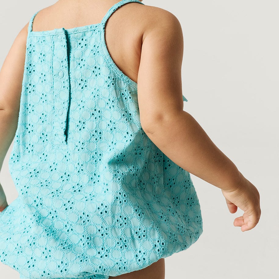 Eyelet Ruffled Bubble Romper - Tibetan Stone - Image 2
