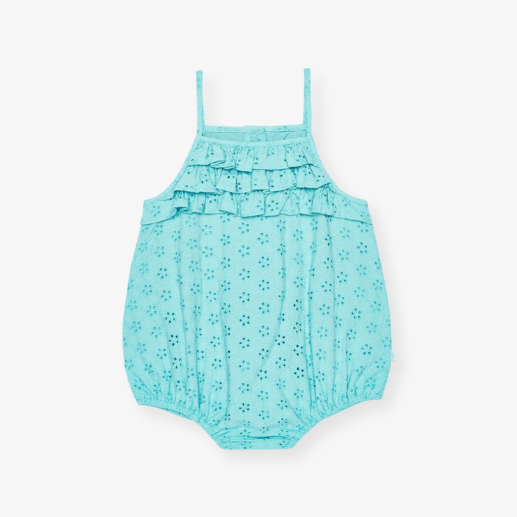 Eyelet Ruffled Bubble Romper - Tibetan Stone - Image 5