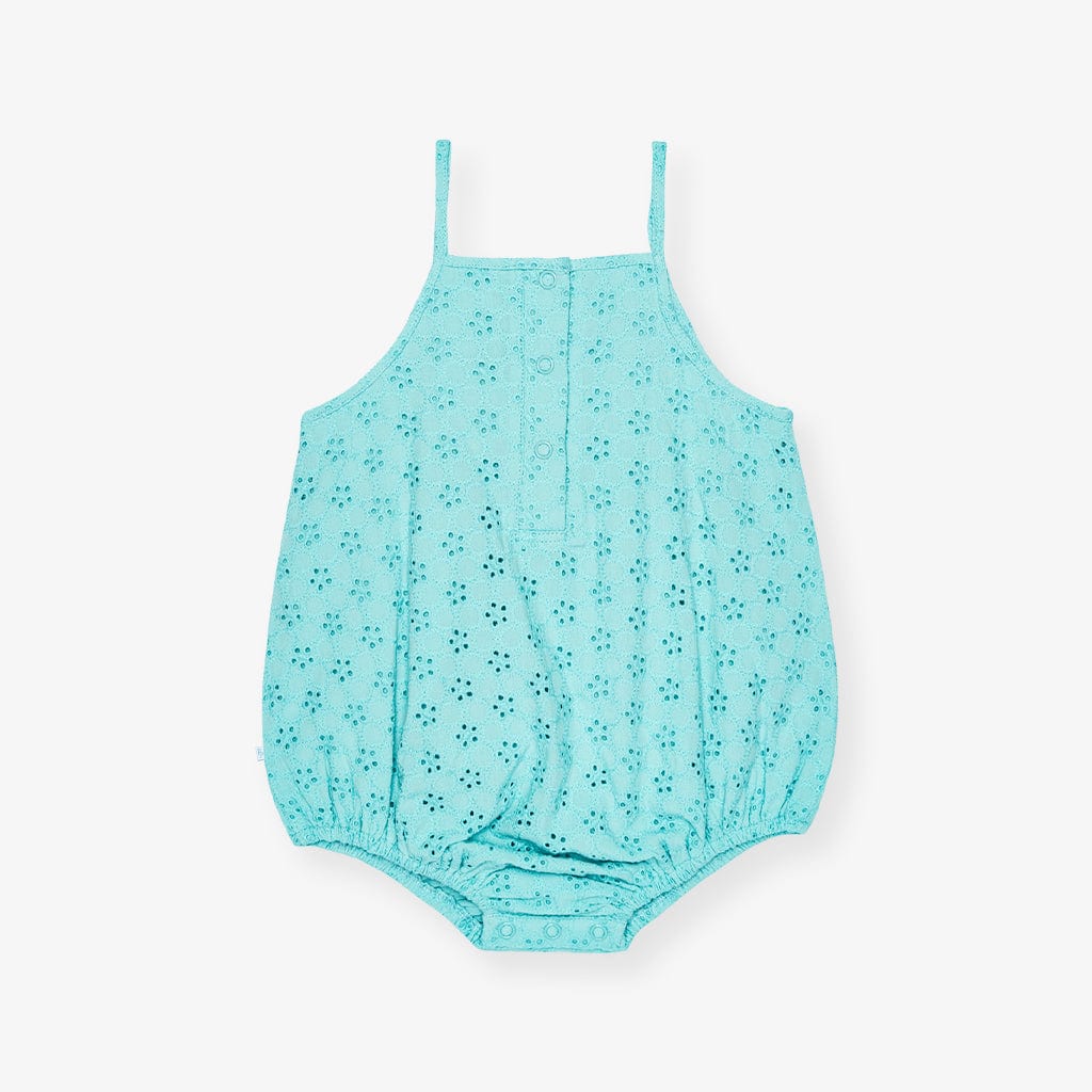 Eyelet Ruffled Bubble Romper - Tibetan Stone - Image 6