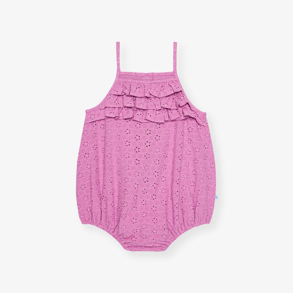 Eyelet Ruffled Bubble Romper - Violet Purple - Image 3