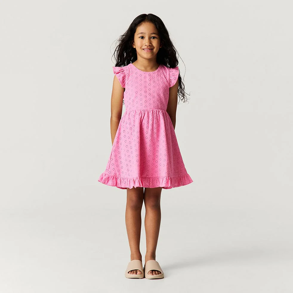 Eyelet Tie-Back Dress - Aurora Pink