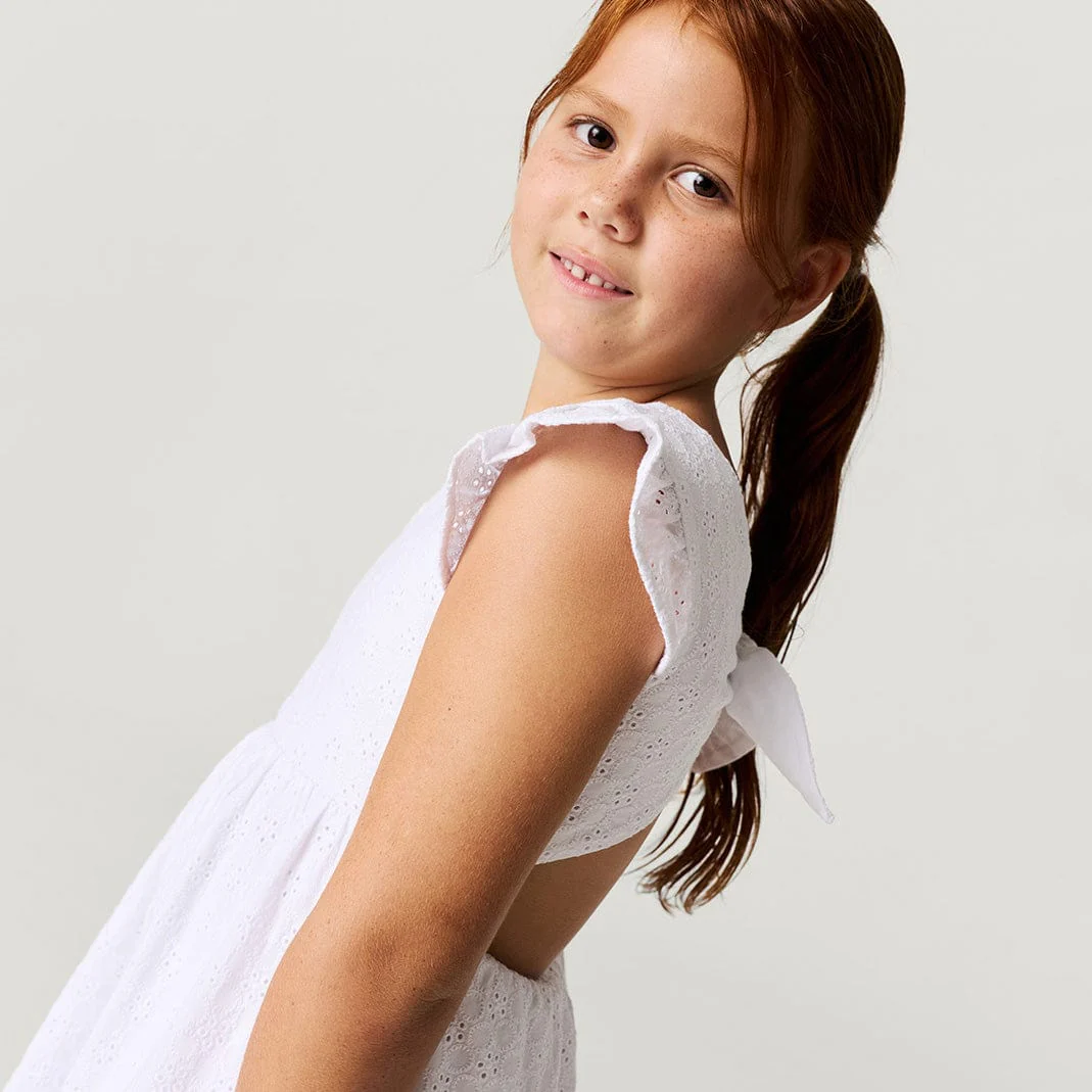 Eyelet Tie-Back Dress - Optical White - Image 3