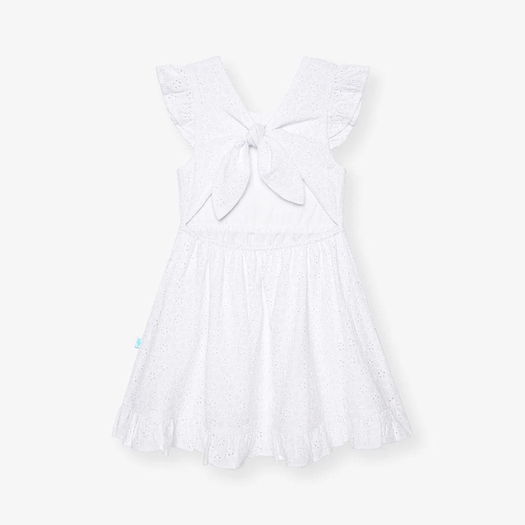 Eyelet Tie-Back Dress - Optical White - Image 5