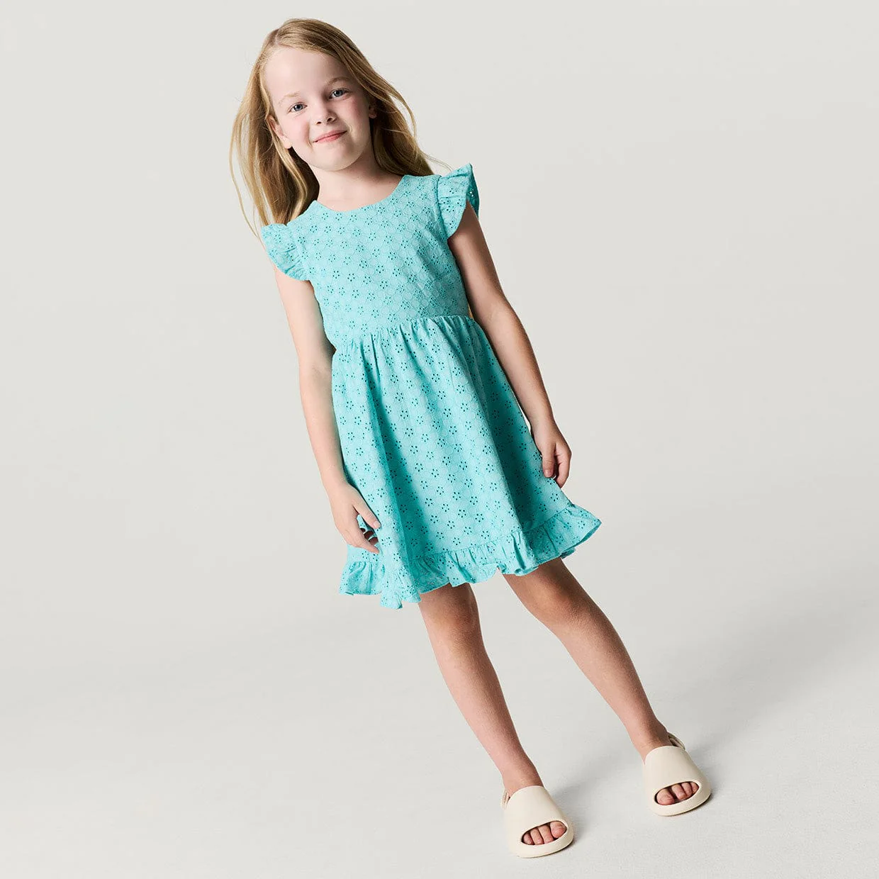 Eyelet Tie-Back Dress - Tibetan Stone - Image 4