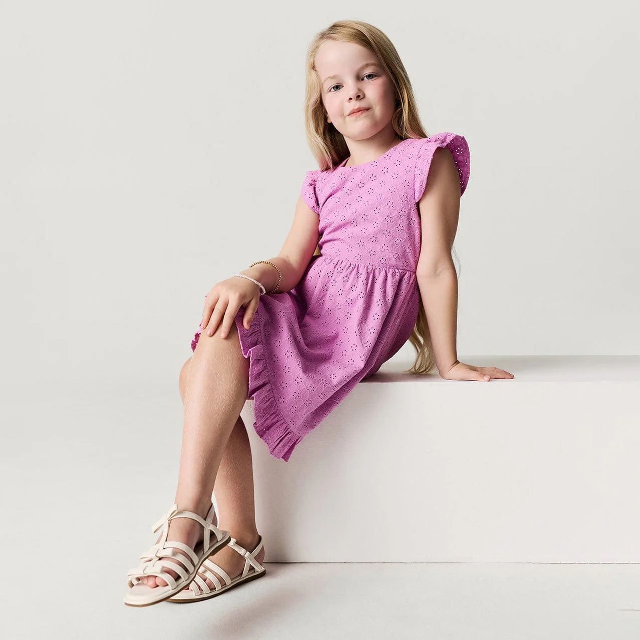 Eyelet Tie-Back Dress - Violet Purple - Image 4
