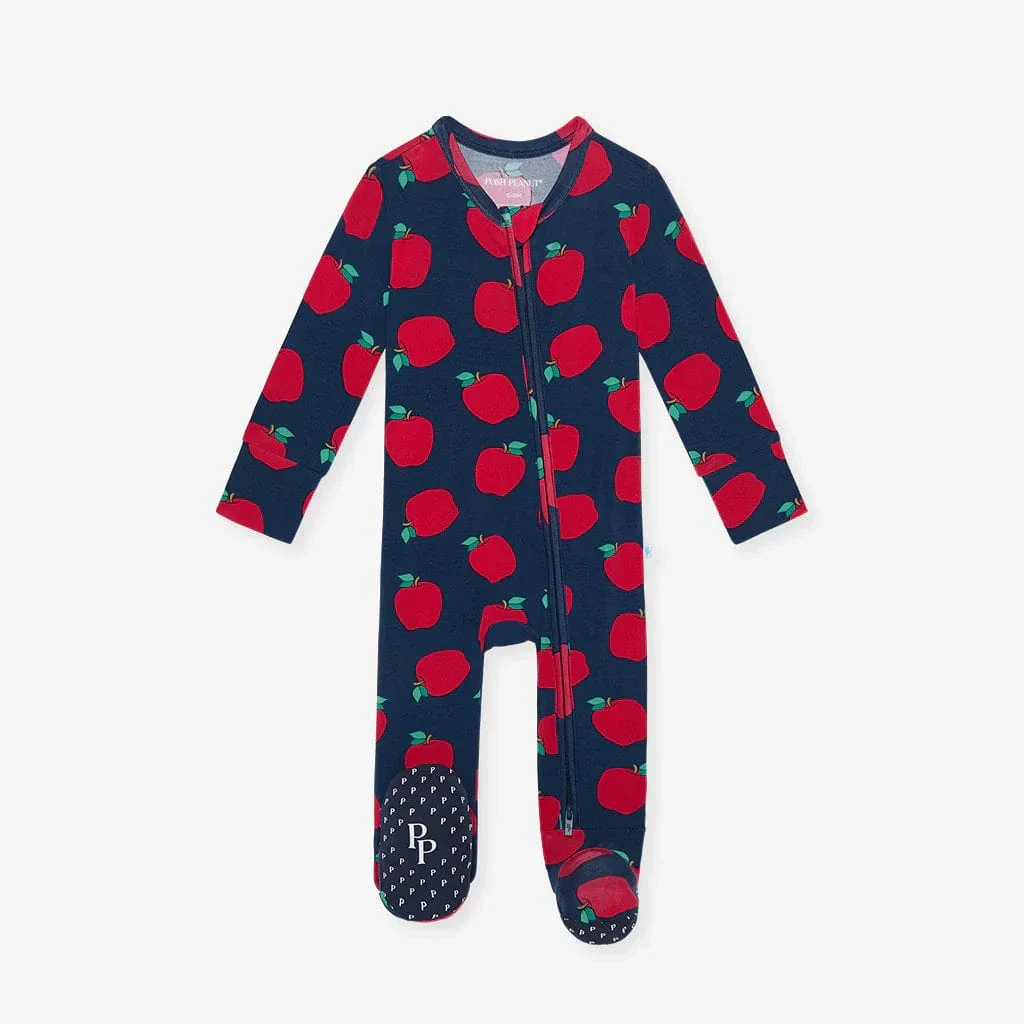 Bamboo Footie with 2-Way Zipper - Lilian (Apple) - Image 4