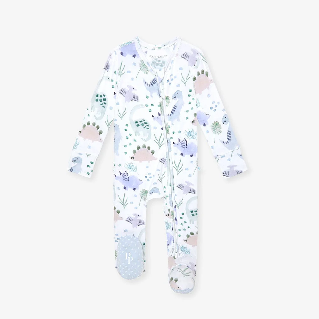 Bamboo Footie with 2-Way Zipper - Milo (Dinosaurs) - Image 4