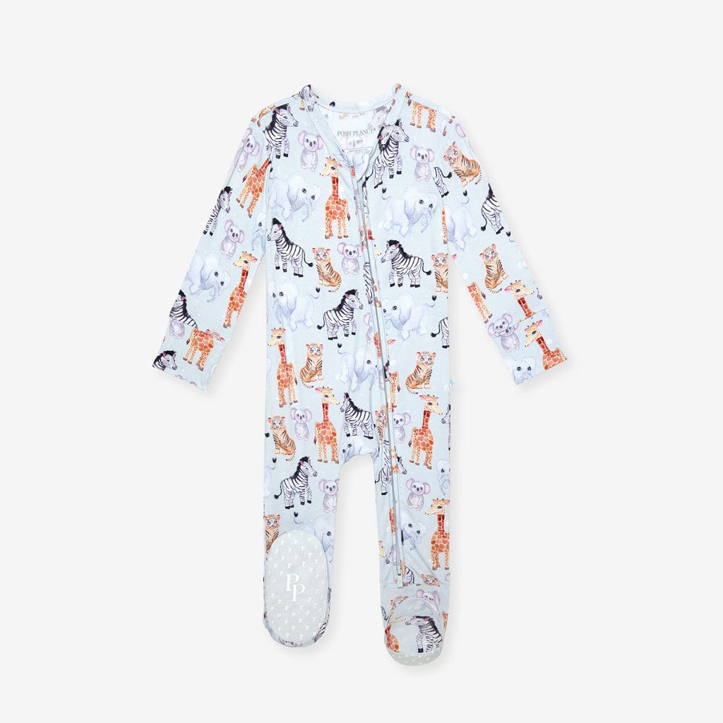 Bamboo Footie with 2-Way Zipper - Zoo Babies (Animals) - Image 3