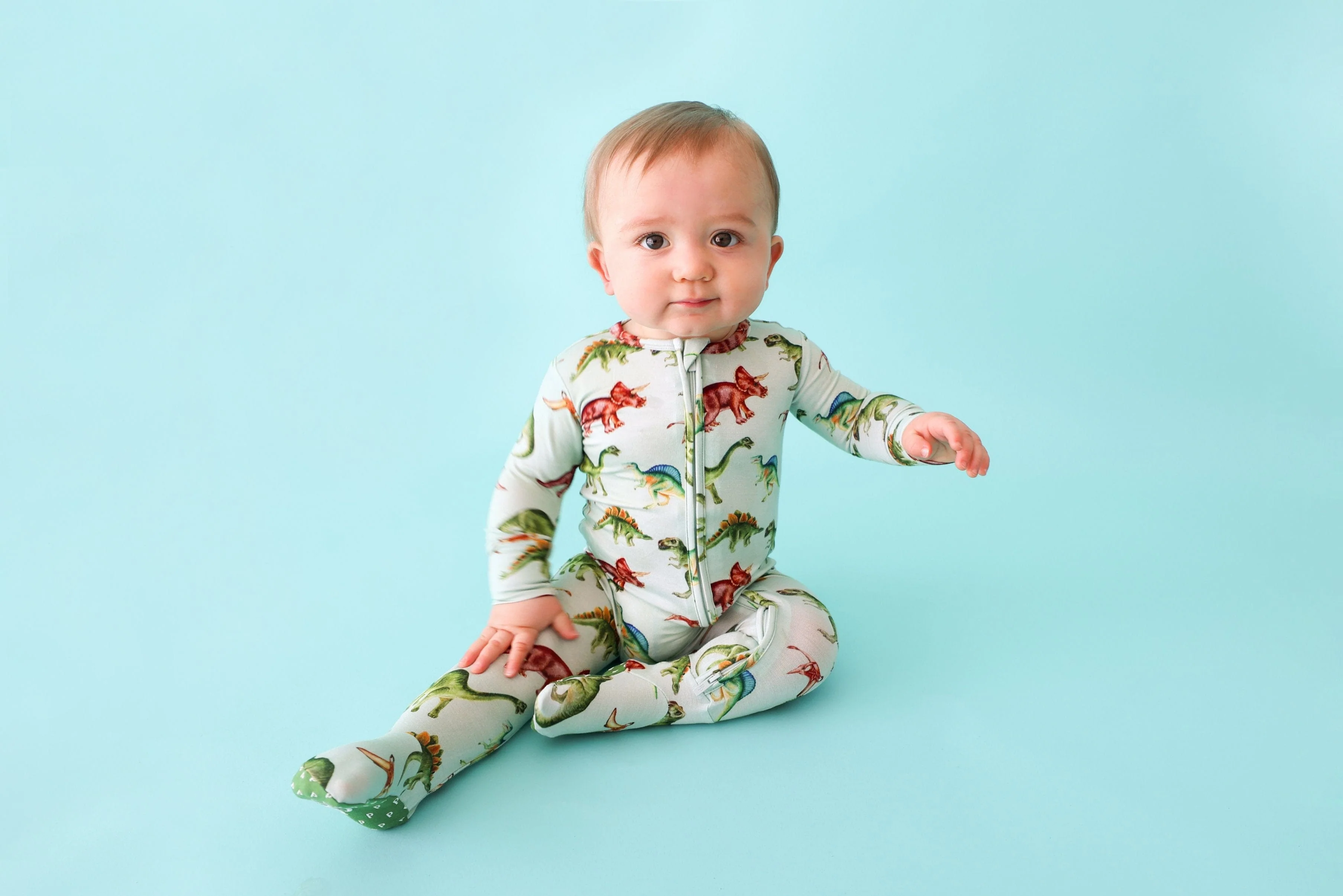 Bamboo Footie with Zipper - Buddy (Dinosaurs) - Image 3