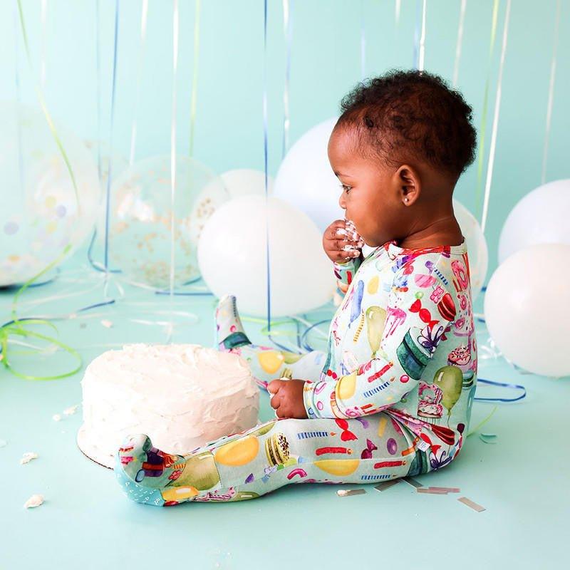 Bamboo Footie with Zipper - Happy Birthday - Image 4