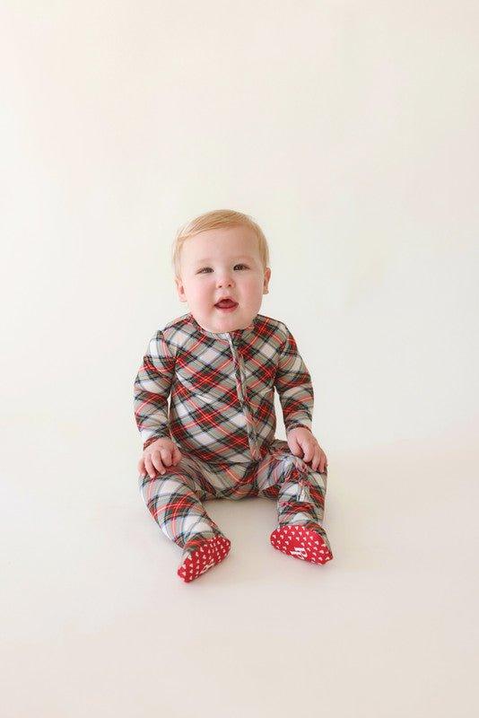 Bamboo Footie with Zipper - Marqui (Plaid) - Image 4