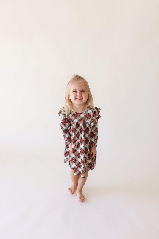 Bamboo 3/4 Sleeve Flutter Dress - Marqui (Plaid) - Image 2