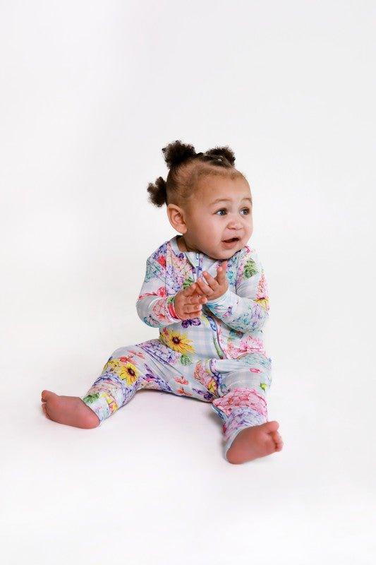 Girl's Bamboo Convertible Footie Romper - Nicolette (Floral) - Image 4