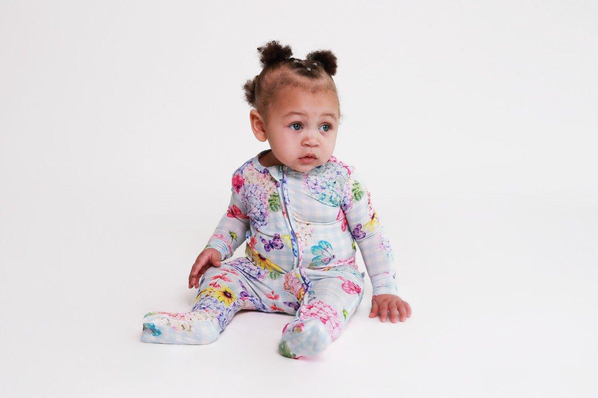 Girl's Bamboo Convertible Footie Romper - Nicolette (Floral) - Image 5