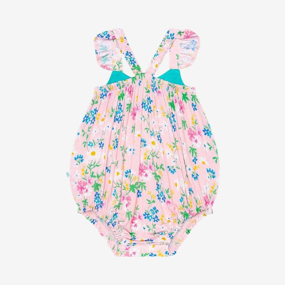 Girl's Basic Ruffled Cap Sleeve Bubble Romper - Nicole (Floral) - Image 2