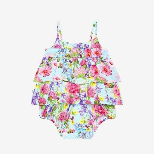 Girl's Bamboo Basic Ruffled Spaghetti Romper - Hadley (Floral) - Image 3