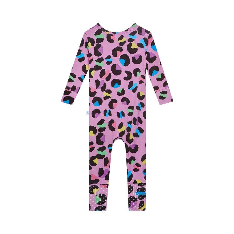Girl's Bamboo Convertible Footie Romper - Electric Leopard - Image 2