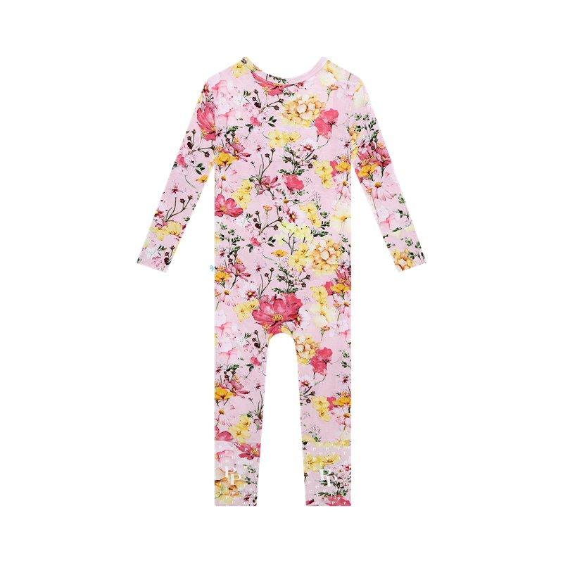 Girl's Bamboo Convertible Footie Romper - Gaia (Floral) - Image 2