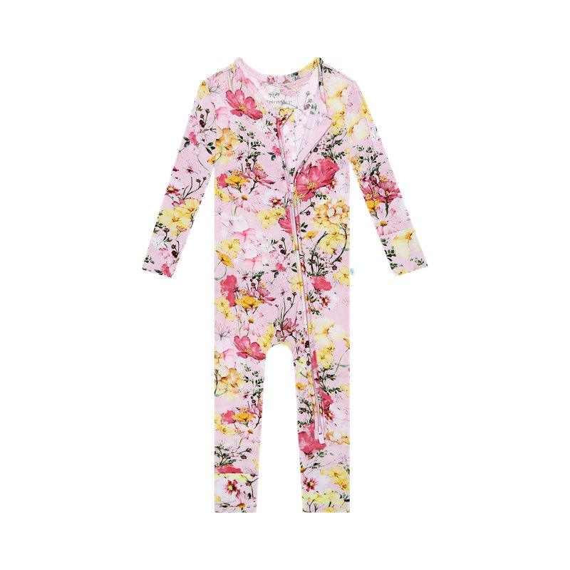 Girl's Bamboo Convertible Footie Romper - Gaia (Floral) - Image 3