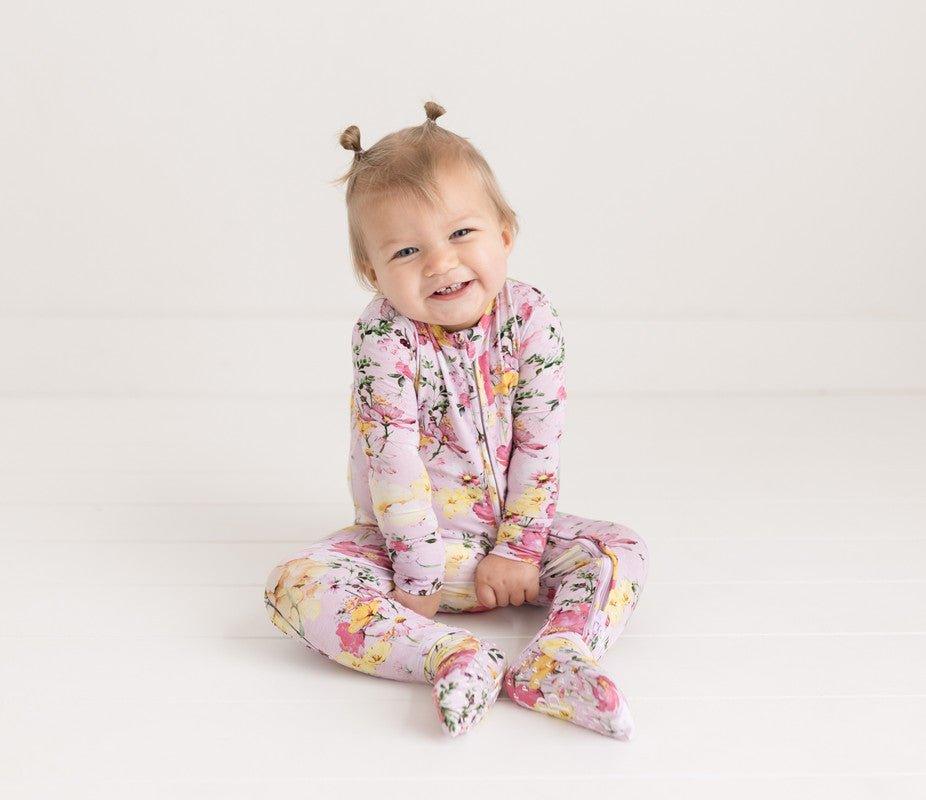 Girl's Bamboo Convertible Footie Romper - Gaia (Floral) - Image 4