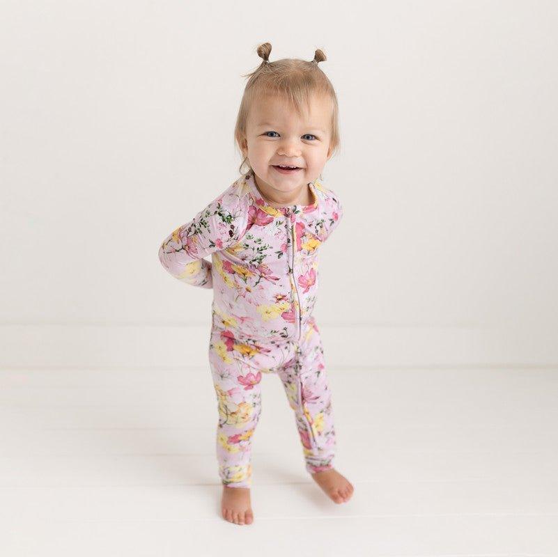 Girl's Bamboo Convertible Footie Romper - Gaia (Floral) - Image 5
