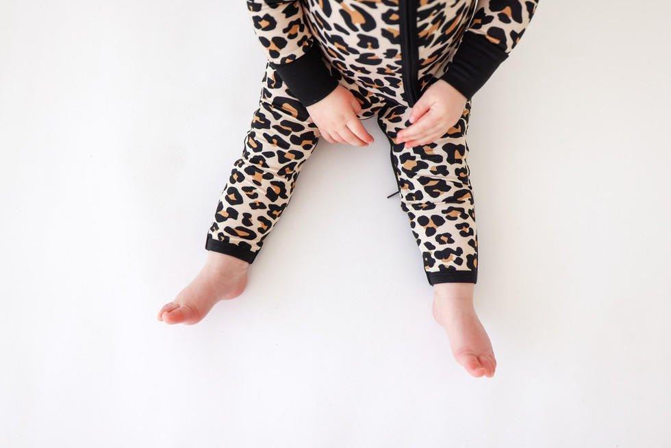 Girl's Bamboo Convertible Footie Romper - Lana Leopard - Image 2